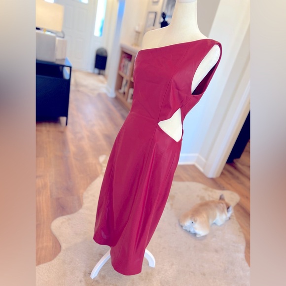 •House of Harlow 1960 •x REVOLVE •Bordeaux Faux Leather •Midi Dress Red •Size:S - Picture 2 of 9